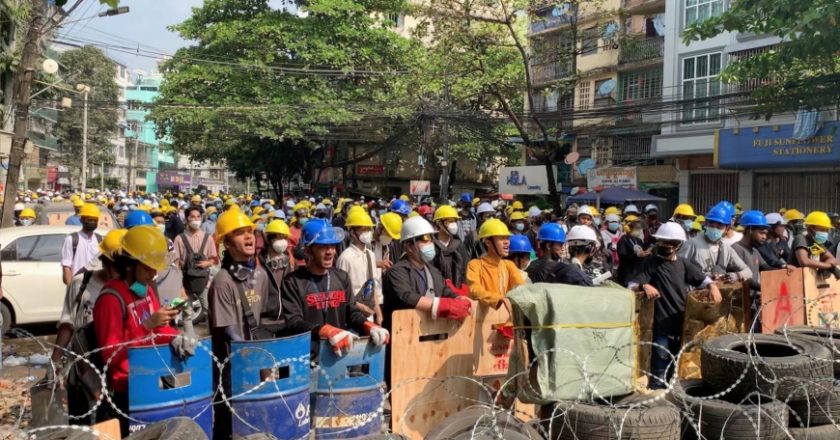 Police in Myanmar shoot protesters, killing at least nine