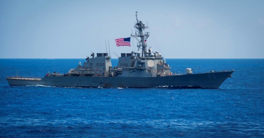 U.S. warship sails near man-made South China Sea islet, flouting new Chinese law